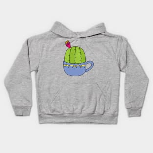 Cute Cactus Design #196: Mini Cactus With Flower In Cup Kids Hoodie